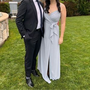 Show Me Your MUMU - Liz Maxi Dress - Steel Blue Chiffon (size L)